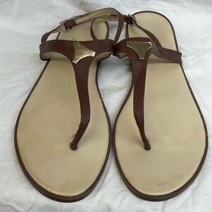 Brown Leather Sandals with gold accents ladies sz 10